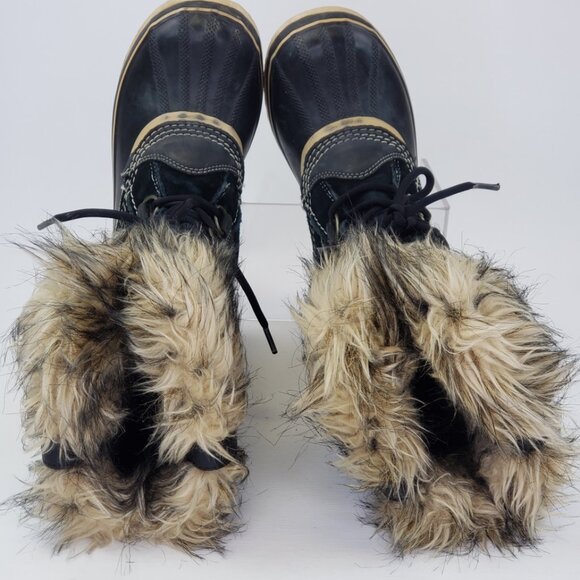 Sorel Joan Of Arctic Tall Snow Winter Boots Women’s Sz 7 Black Faux Fur - Picture 6 of 12